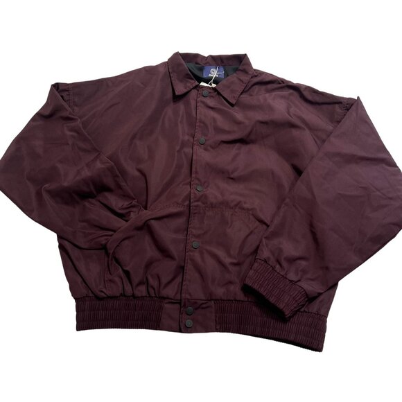 CNCPTS Oxford Nylon Coaches Jacket in Ox Blood - Picture 2 of 4